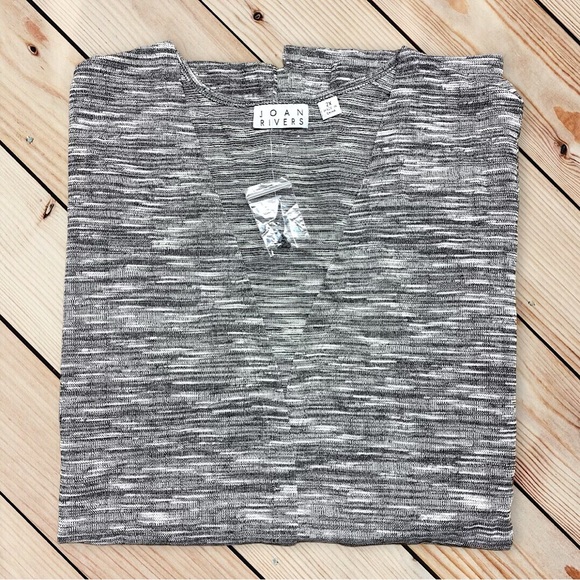 Joan Rivers Heathered Space-Dyed Knit Boyfriend Cardigan NWT Black/White A262485 - Picture 8 of 15